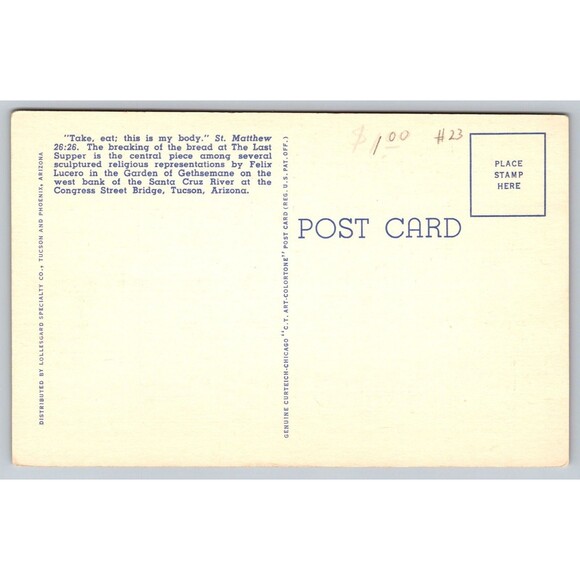 Postcard Arizona Tucson The Last Supper at the Congress Street Bridge Unposted - Picture 2 of 2